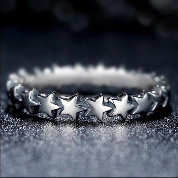 Creation Women Silver  cute Stars Wedding Ring - Picture 3 of 4